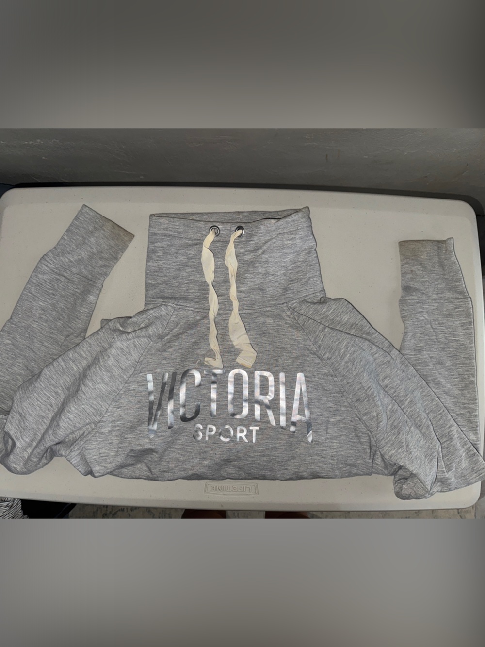 Victoria Sport Women's Gray Pullover Hoodie with Metallic Logo